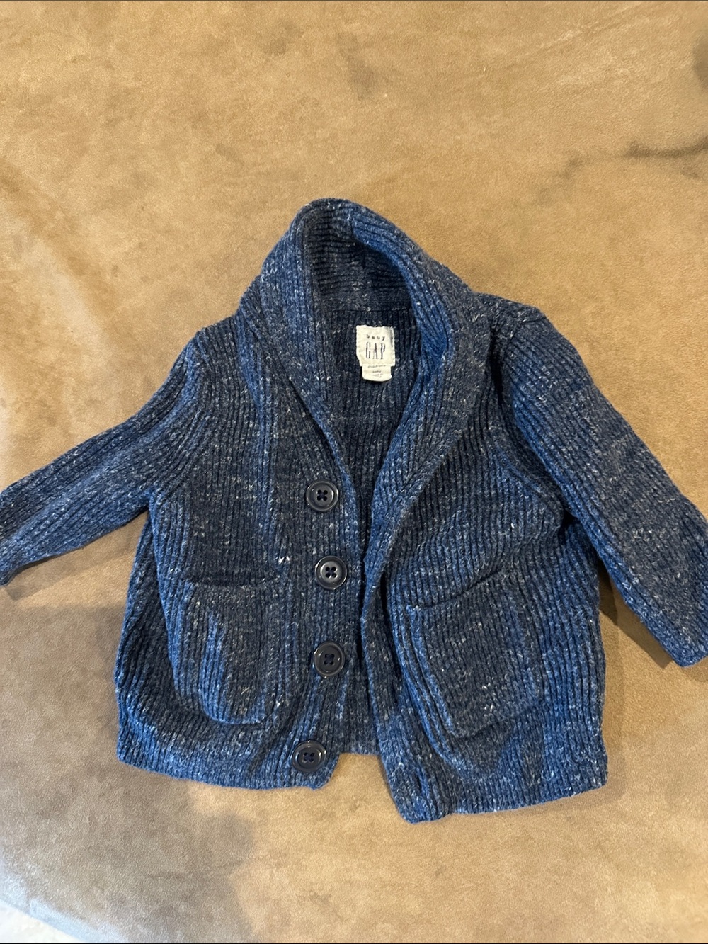 GAP Kids Navy Blue Shawl Collar Button Cardigan